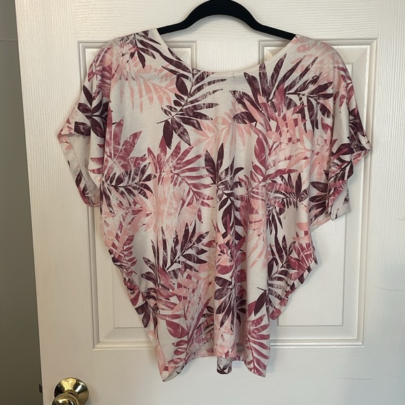 Kim & Cami Pink Print Top Size Medium Fern Print - Picture 2 of 9
